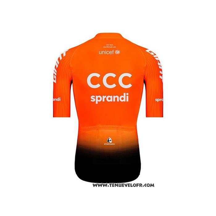 2020 Maillot Ciclismo CCC Sprandi Orange Noir Manches Courtes et Cuissard
